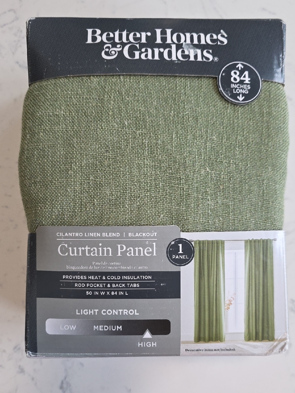 Better Homes And Gardens Cilantro Linen Blend Green Curtain Panel
